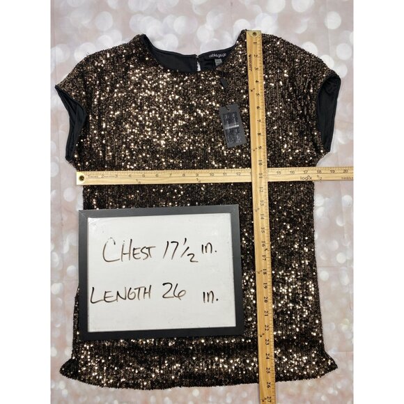 Cable & Gauge Womens Small Gold Black Sequin Lined Top Blouse New - Picture 8 of 9